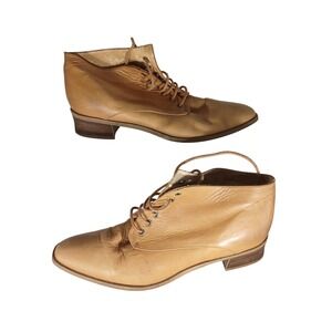 Hunt Club Vintage Tan Leather Lace Up Ankle Boots Made in Brazil 7M 023-7090